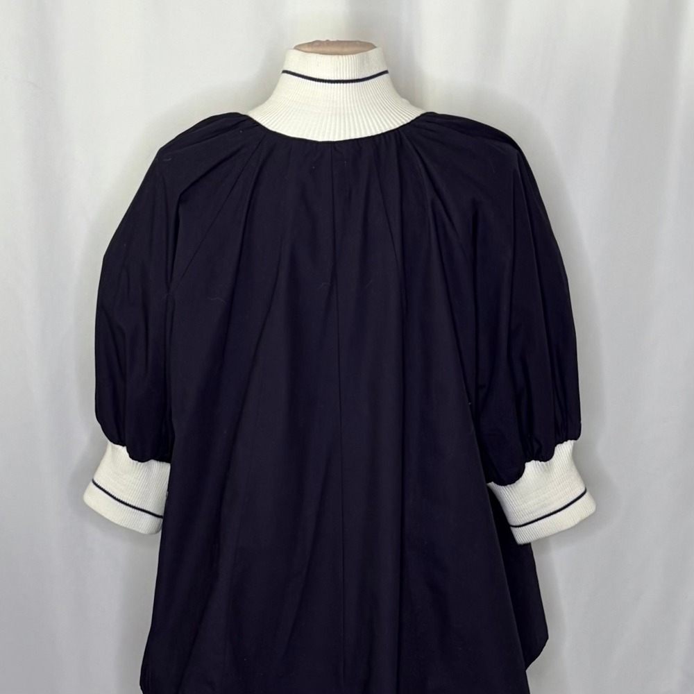 Anthropologie MAEVE Sporty Henley Swing Top Navy Blue White Half Zip Large - Picture 10 of 14